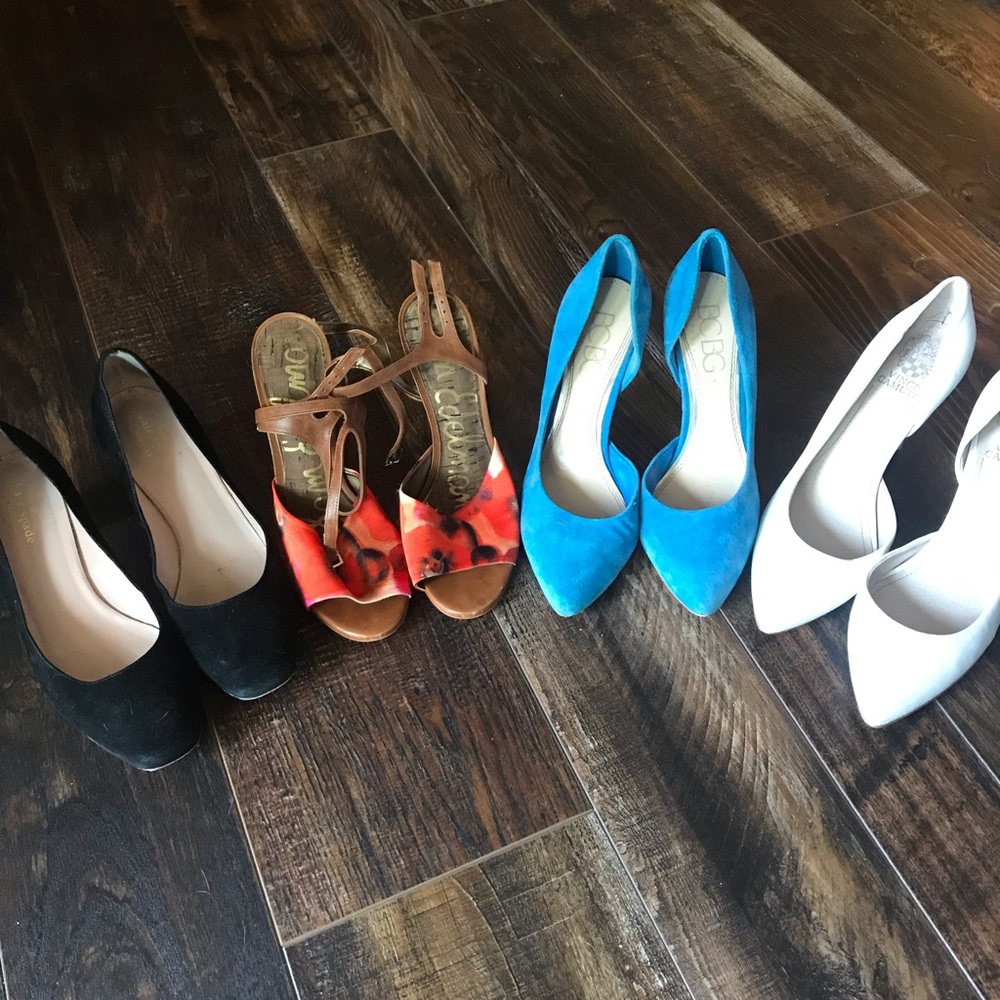 Set of 4 pairs of heels/sandals size 8!